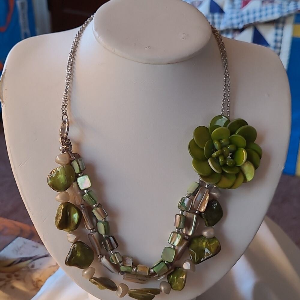 New York & Company Silver Tone Layered Multi-Strand Charm Necklace NWT
